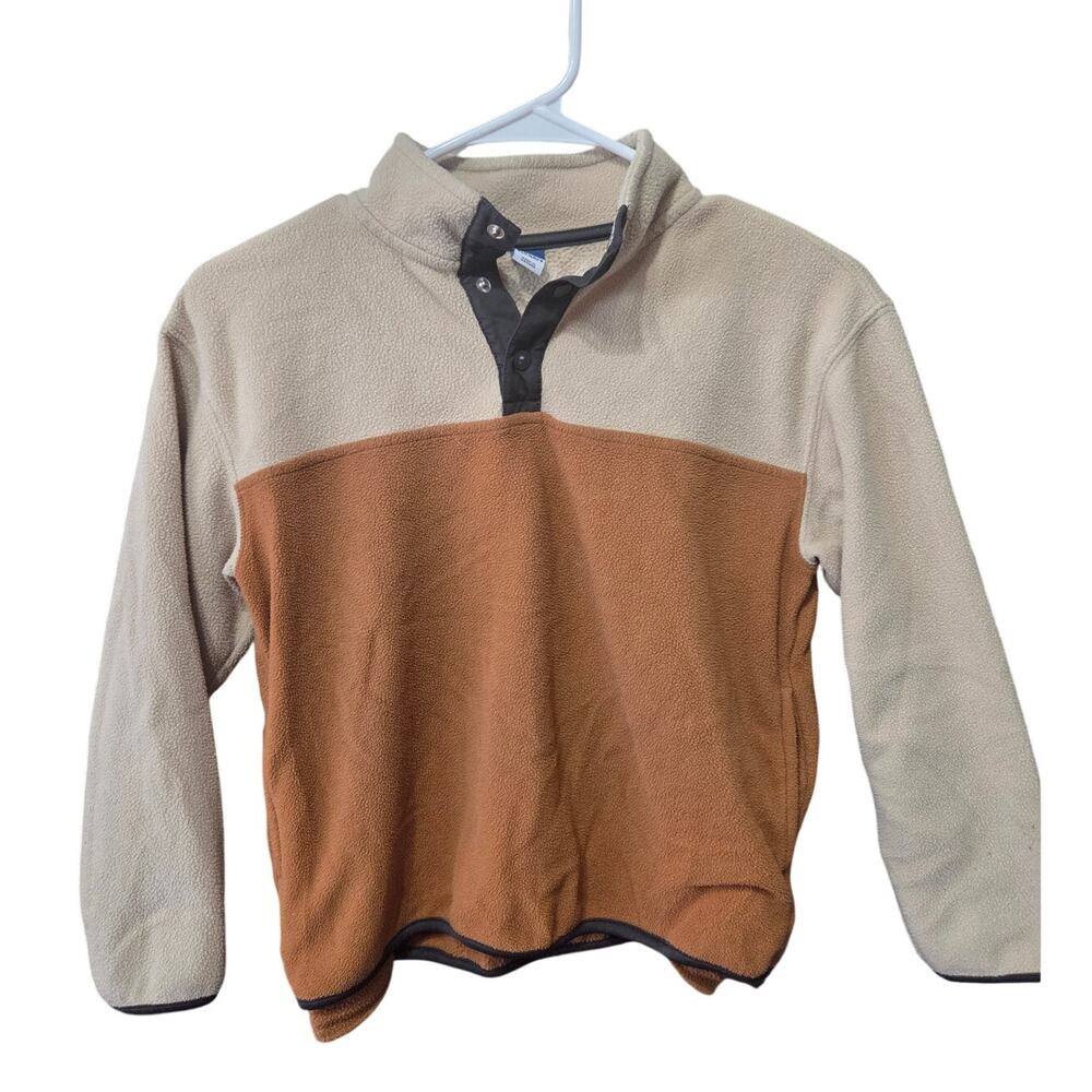 Kids Brown Colorblock Sherpa Fleece Pullover - Old Navy - M(8)